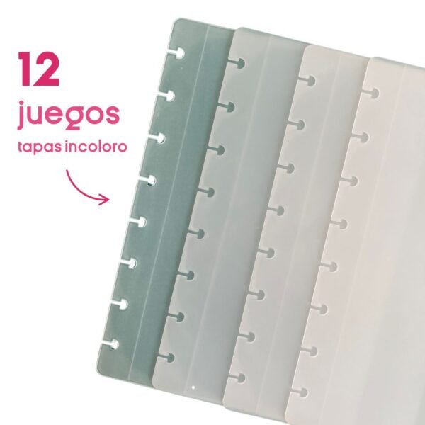 12 juegos de tapas A5 incoloro