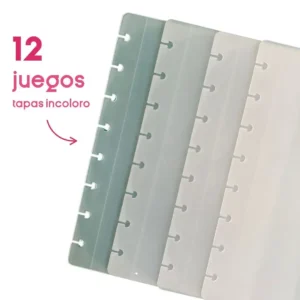 12 juegos de tapas A5 incoloro