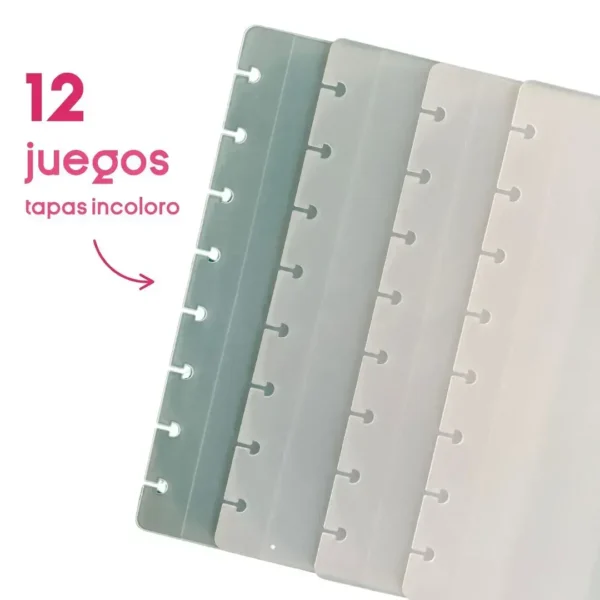 12 juegos de tapas A5 incoloro