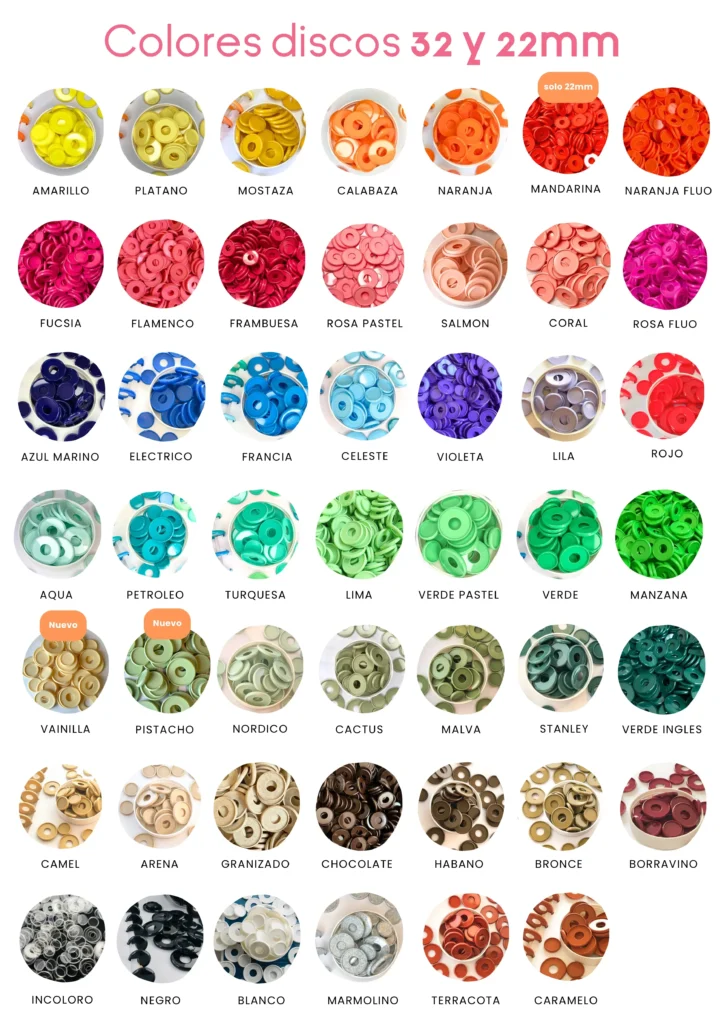 Tabla de colores de discos 32 y 22mm