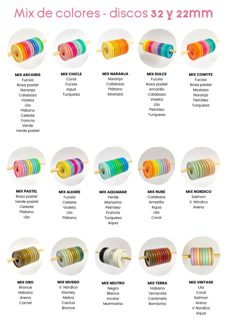 Mix de colores de discos 32 y 22mm